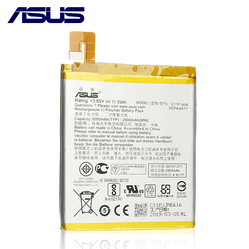 ASUS 100% оригинальный 3000 мАч C11P1606 Аккумулятор для Zenfone 3 Laser 5 дюйма ZC551KL телефон