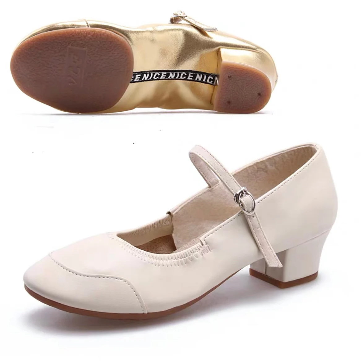 Dance shoes mid-heel dance shoes female adult leather soft-soled dancing shoes