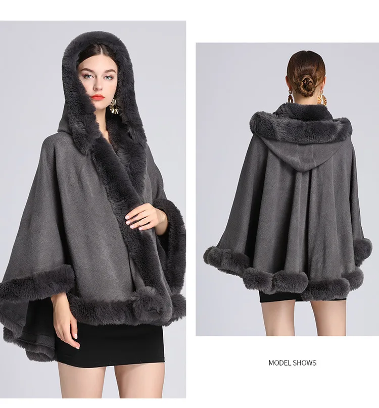 Женское пончо из искусственной шерсти теплое длинное бархатное уличное пальто с