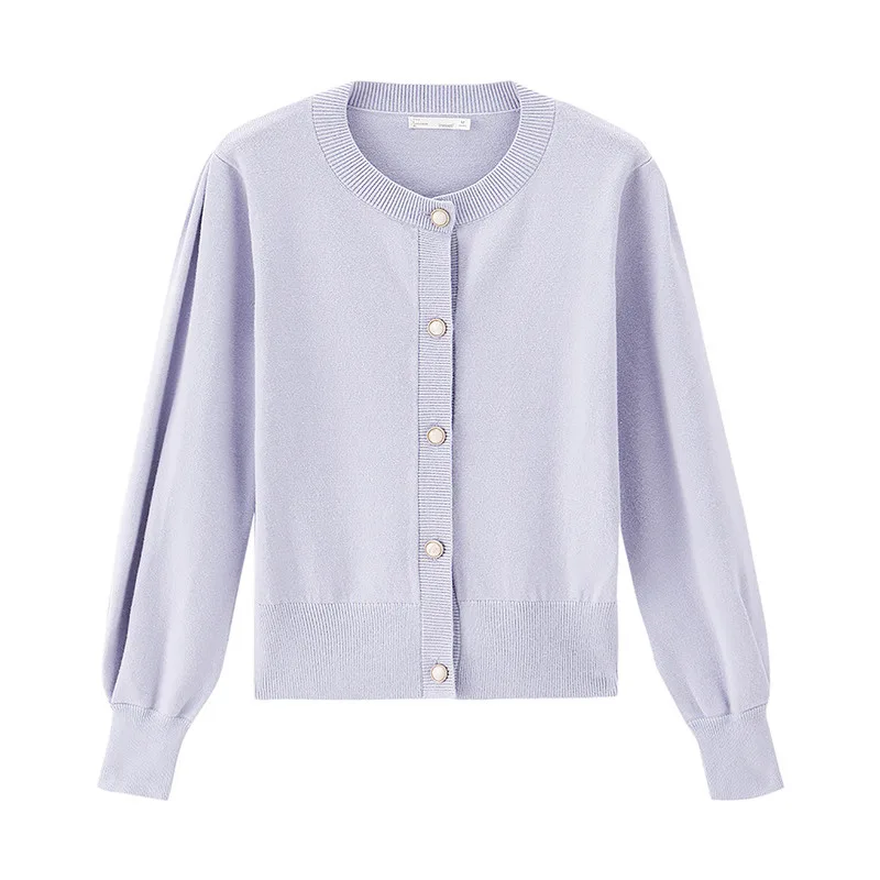 

Gentle Temperament Outerwear Women's Sweater 2021 Spring New Arrival Cardigan Spring Retro Lantern Sleeve
