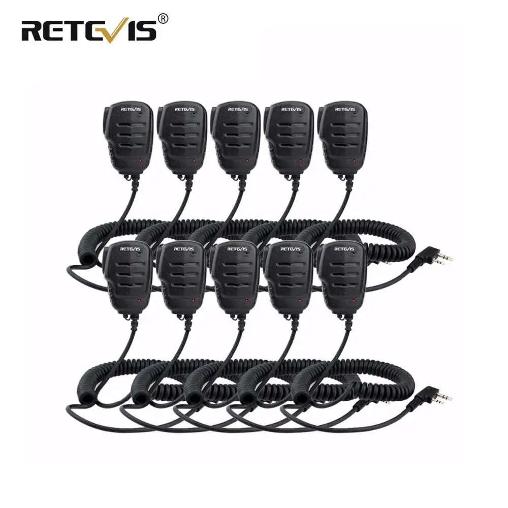 

10 pcs Retevis RS-111 PTT Mic Speaker Microphone For Kenwood Baofeng UV-5R 888S UV5R H777 RT5R For TYT For Puxing Walkie Talkie