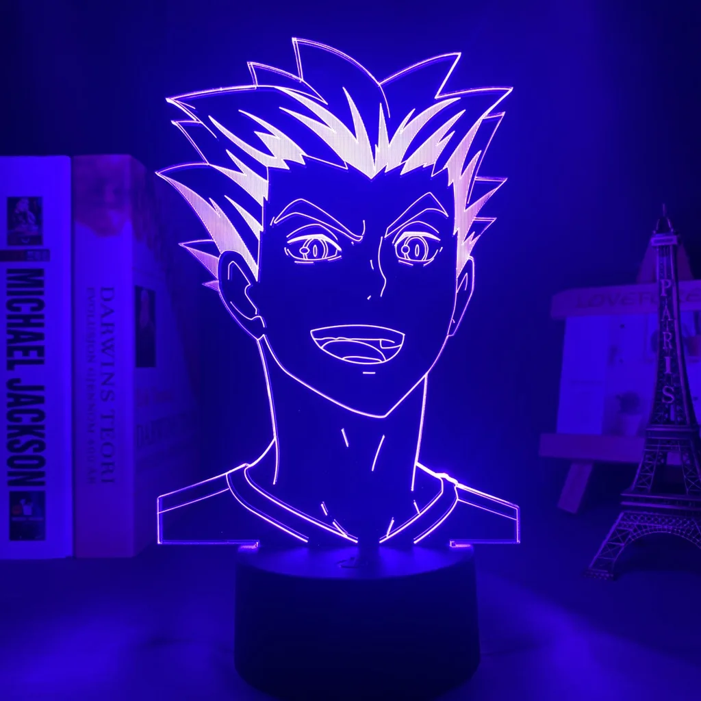 

3D светильник для манги Haikyuu, фигурка Kotaro Bokuto для спальни, Декор, подарок на день рождения, меняющий цвет ночник, Аниме Haikyuu, светодиодная лампа
