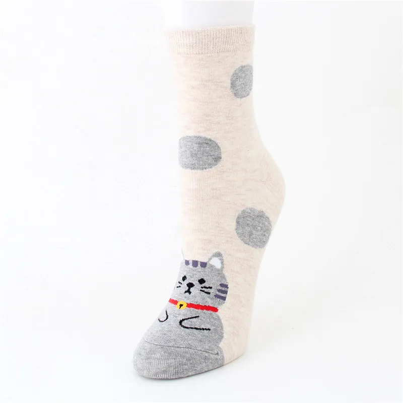 Kawaii Women Animal Cotton Socks Autumn-Winter Simple Lovely Female Ladies Cartoon Sweet Patterned Casual Funny Socks