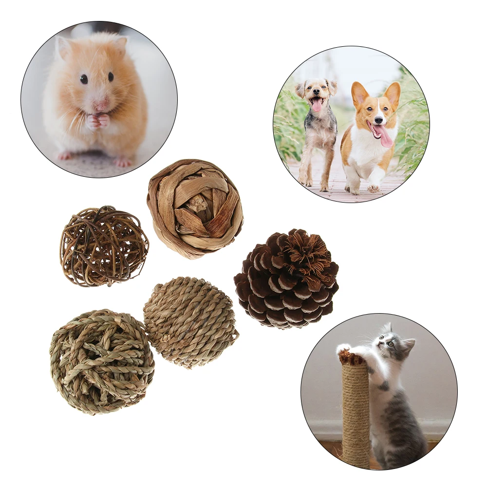 4/5 шт маленький Животные жевательные игрушки натурального ротанга Мячи для