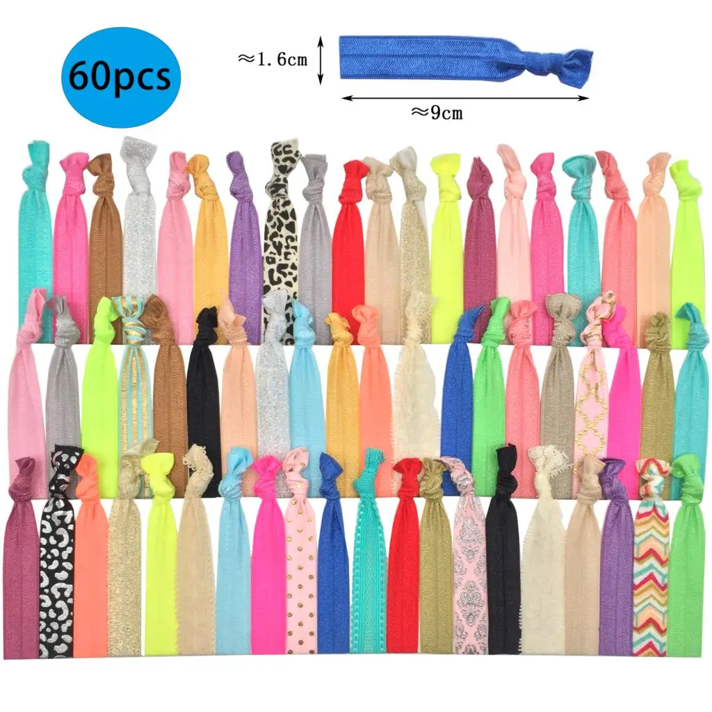 ZD003-60PCS 30 шт./60 шт./партия женские модные резинки для волос ярких цветов с принтом в Корейском стиле без коробки - Цвет: ZD003-60PCS