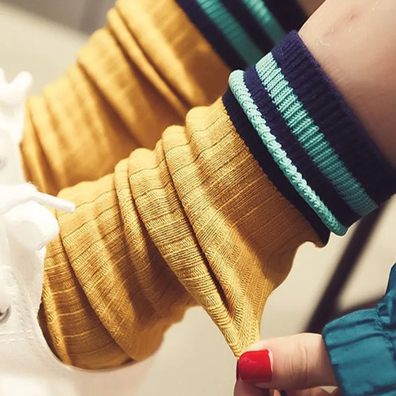 2 пары хлопковых высоких носков Harajuku полосатые длинные модные скейтборд хип хоп