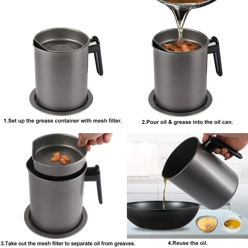 Контейнер для смазки бекона с мелким сетчатым фильтром 6 8 л/чашек контейнер