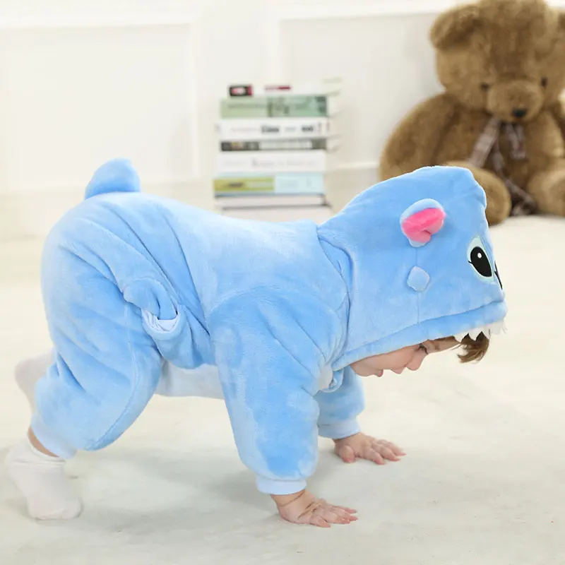 Новорожденный Младенец в виде персонажа Блю ститча Пижамы для девочек и