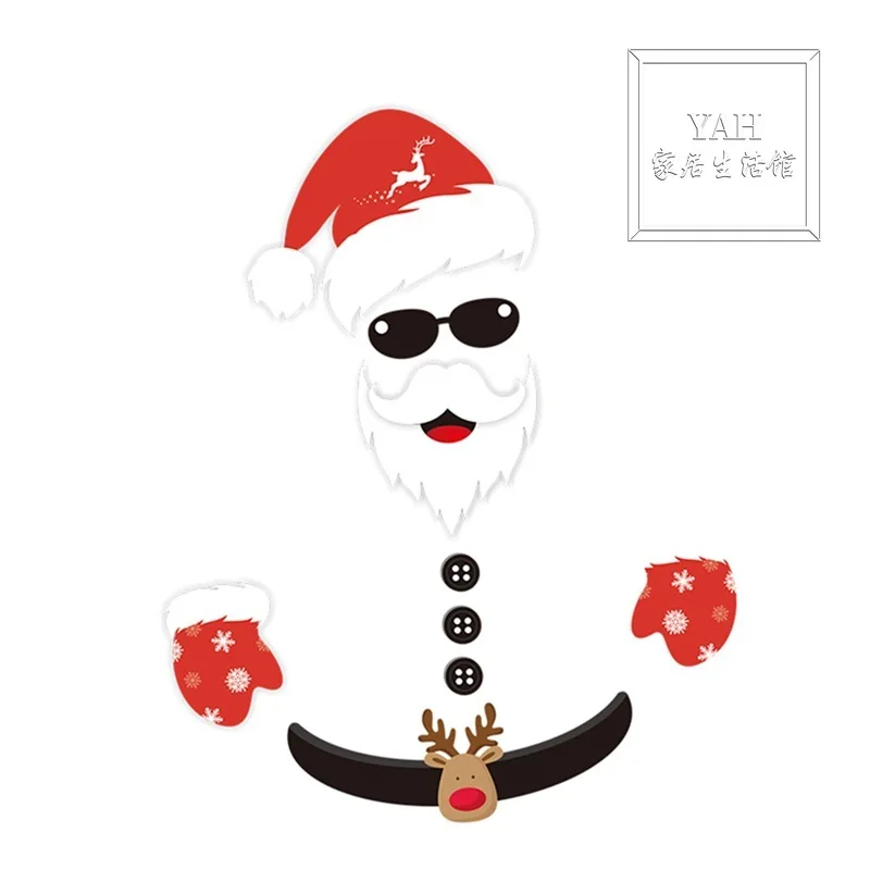 

Christmas Stickers Ins Santa Claus Refrigerator Window Decoration PVC Graffiti Wall