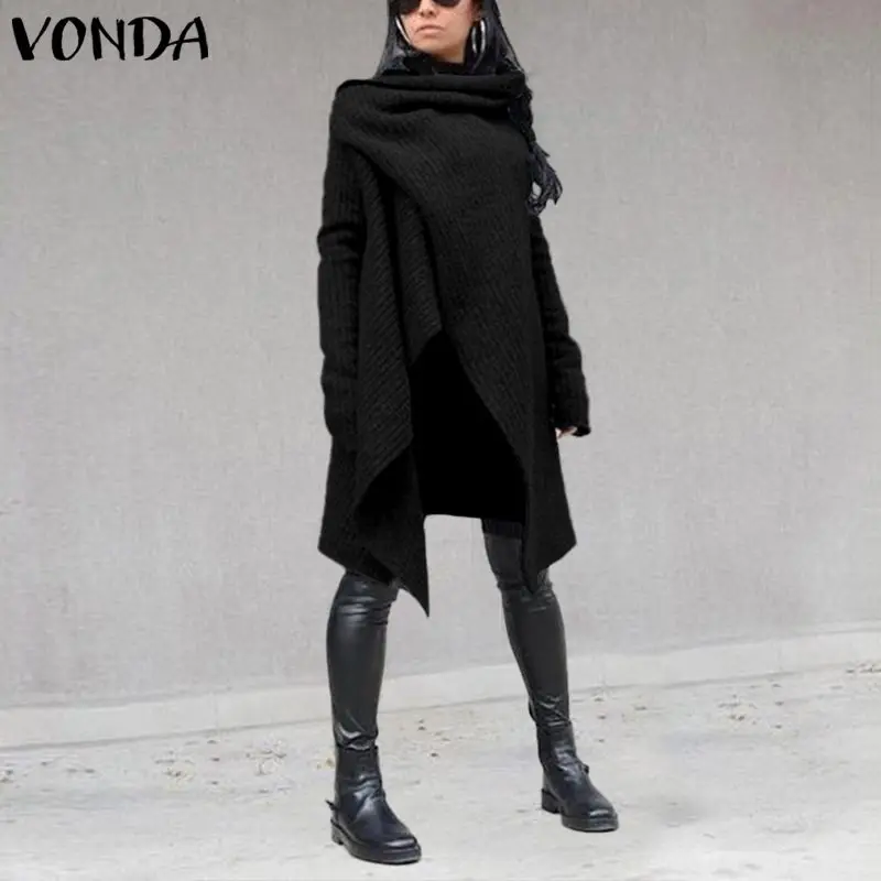 Фото VONDA женская блузка Осень-зима 2019 пальто Женский Повседневный Кардиган с высоким