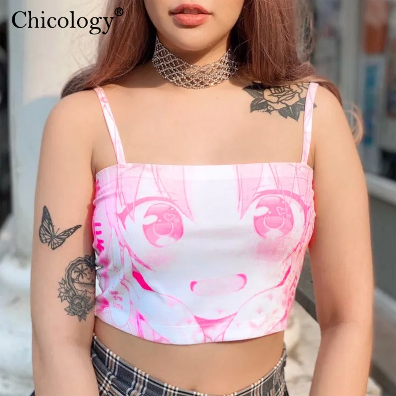 Женский короткий топ в стиле Харадзюку с милым неоновым принтом | Женская одежда