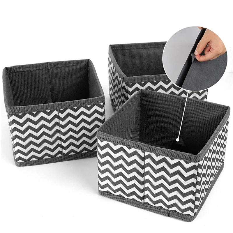 Fabric Dresser Drawer Dividers Set of 8 Wardrobe Closet Organizers Foldable Storage Box for Socks Underwear Bras Ties Toys |