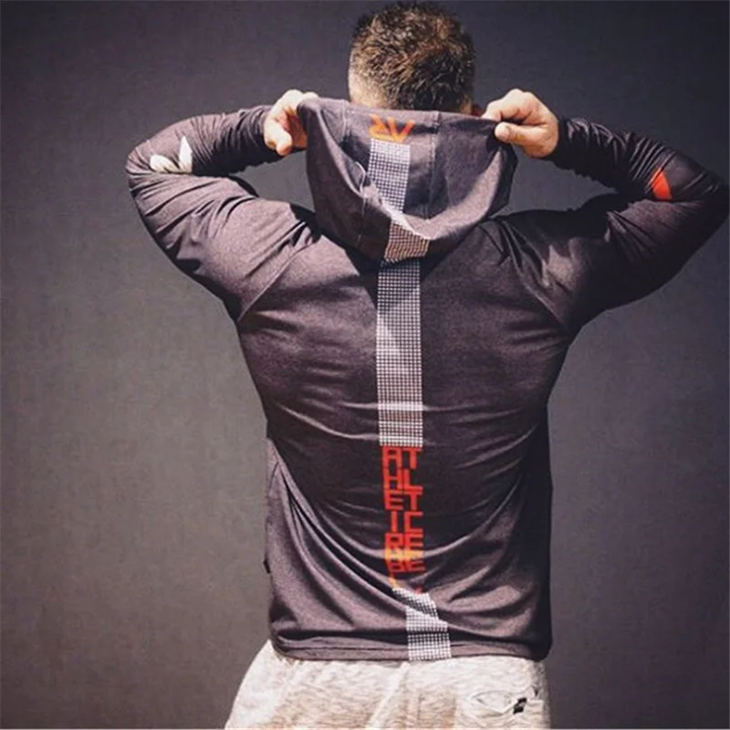 

2021 spring and autumn new quick-drying hooded t-shirt men's fitness leisure sports jacket thin long-sleeved sweater
