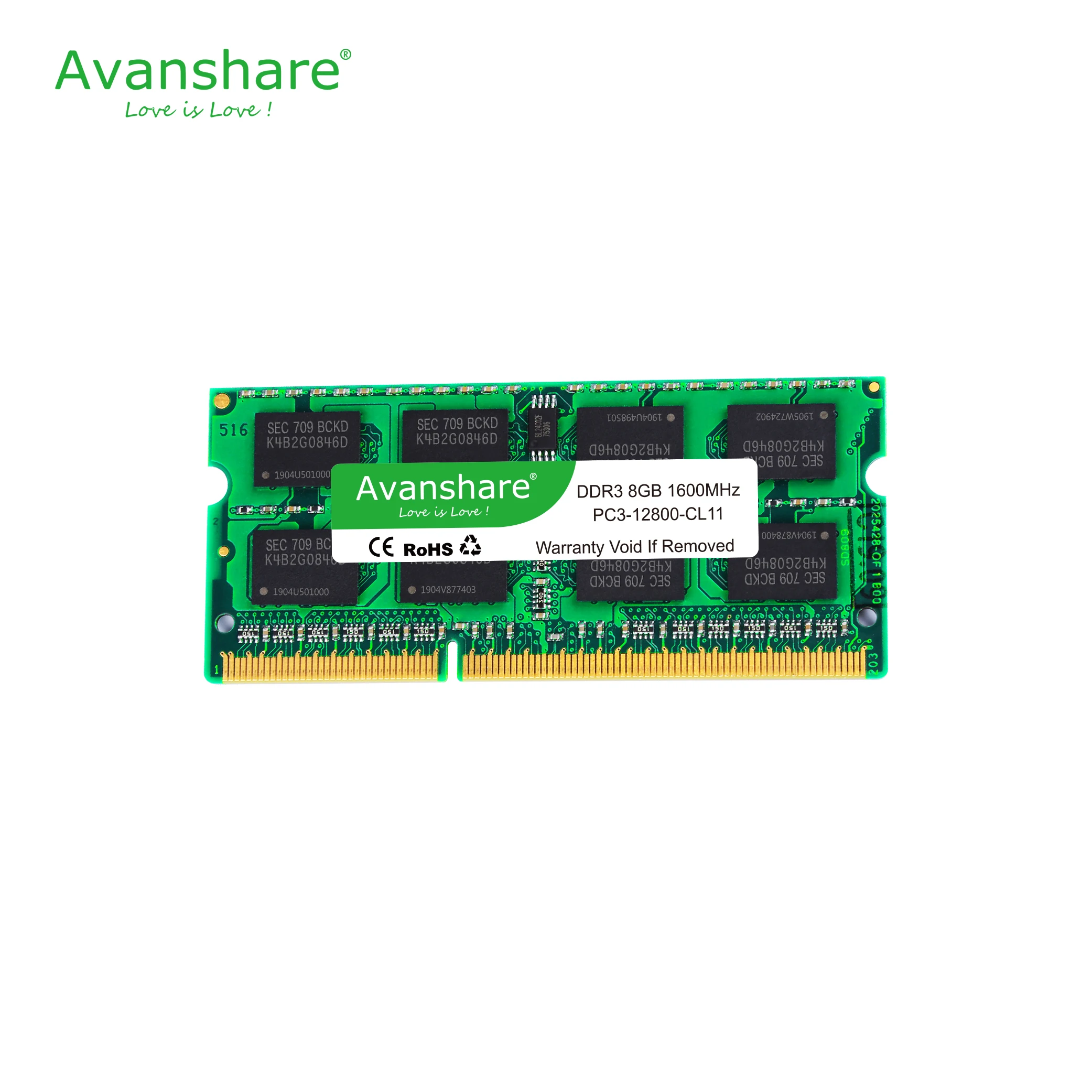 Avanshare Sodimm оперативной памяти 1,5 в ноутбука DDR3 2 ГБ/4 ГБ/8 ГБ DDR3 PC3 10600 1333 МГц DDR3 PC3 12800 1600 МГц 204pin для супер игровая