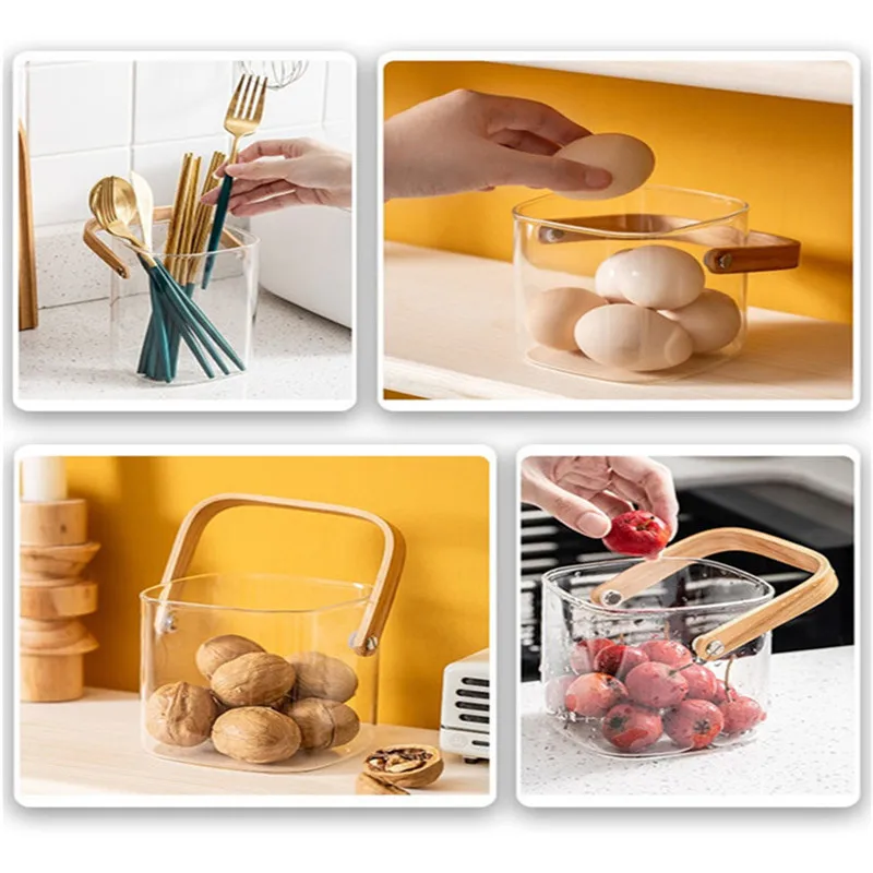 Креативная стеклянная корзина для хранения закусок и конфет простая квадратная