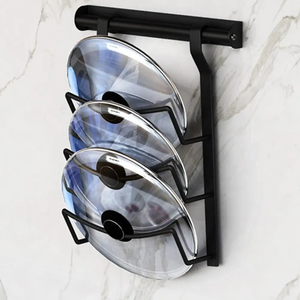 Стеллаж для крышек кастрюль настенный прочный без отверстий из нержавеющей