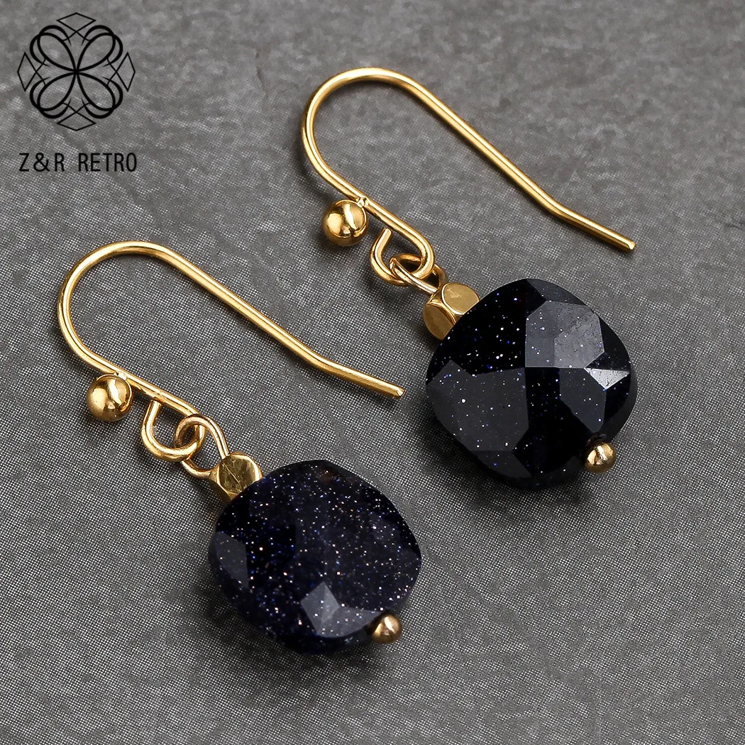 Женские винтажные серьги-подвески разноцветные висячие серьги с камнями