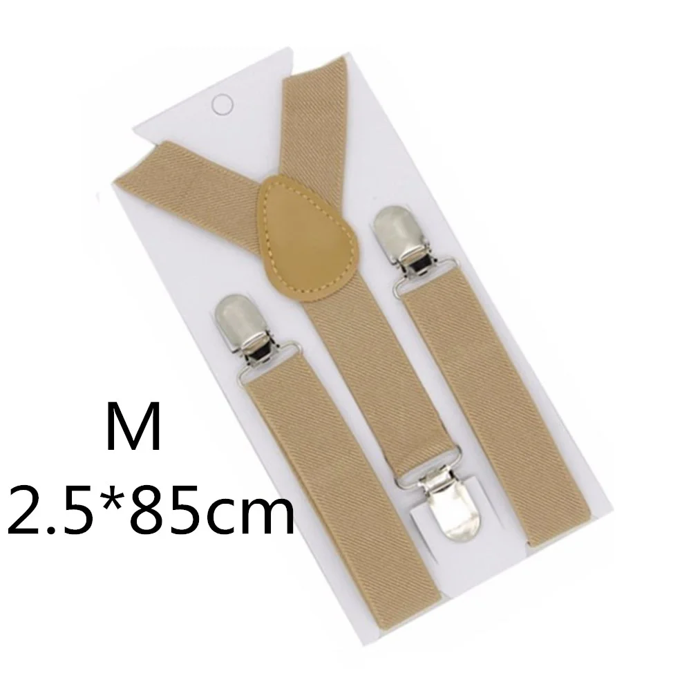 Light khaki-85cm Однотонные подтяжки унисекс для детей и взрослых, для мужчин, женщин, мальчиков и девочек, эластичные регулируемые детские аксессуары-скобы, 5 размеров, для родителей и детей - Цвет: Light khaki-85cm