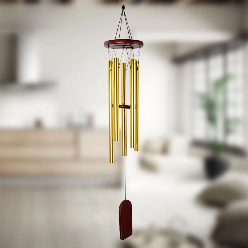 

Nordic Wind Chime Pendant Gold Five Tube Wind Chime Decoration Wind Chime Home Decoration Wall Pendant Holiday Creative Gift