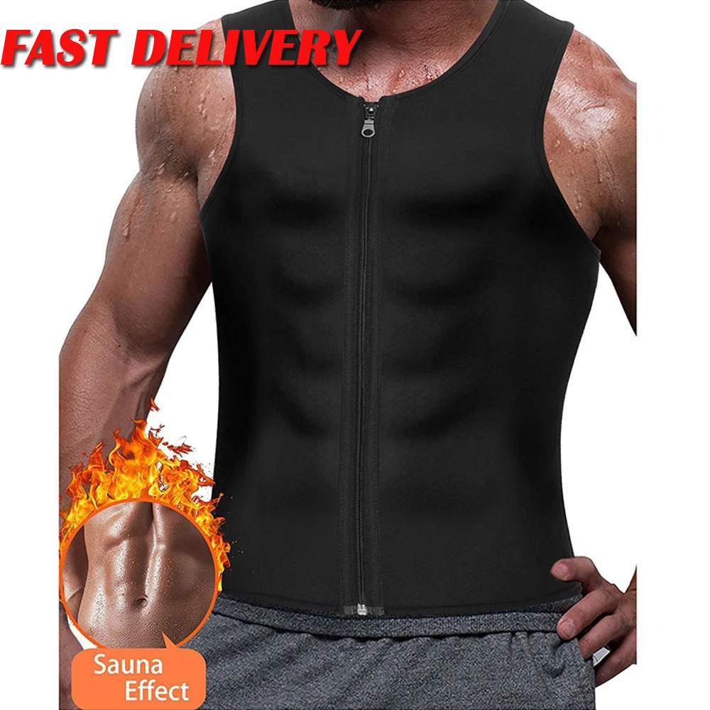 

New 2021 Mens Slimming BODY SHAPER Neoprene Weight Loss Vest Sweat Suit Sauna Shirt