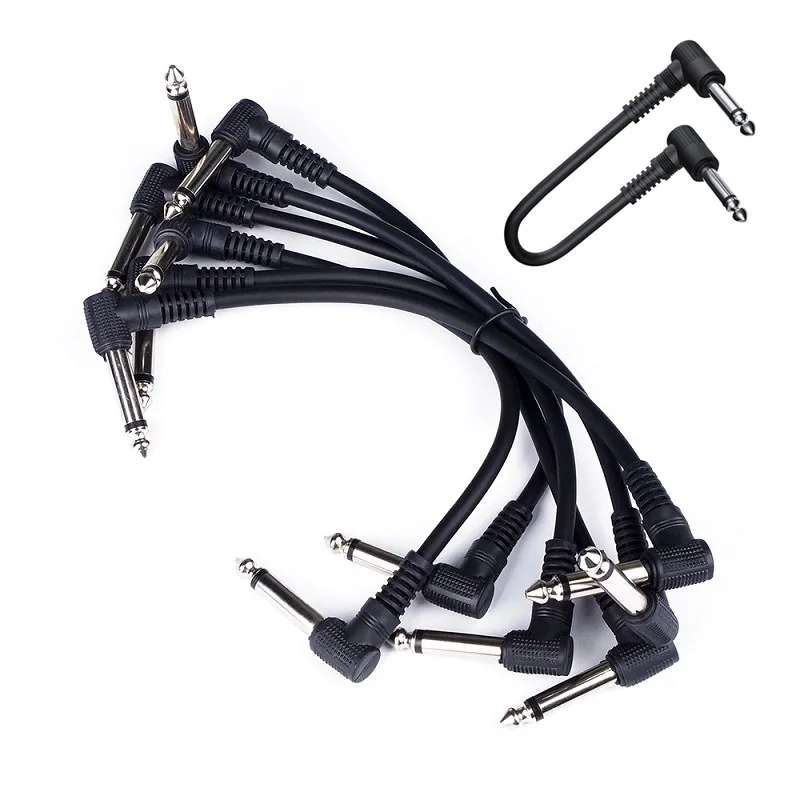 

6pcs Lossless Sound Quality Guitar Effect Device Connecting Line 6.35mm Patch Pedal Cables 21.5cm Right Angle Cord Copper Wires
