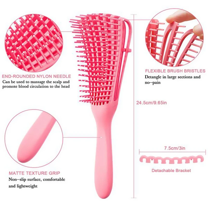 

2 Pieces Detangling Brush for Hair Textured 3A To 4C Kinky Wavy/Curly/Coily/Wet/Dry/Oil/Thick/Long Hair, Knots Detangler Easy To