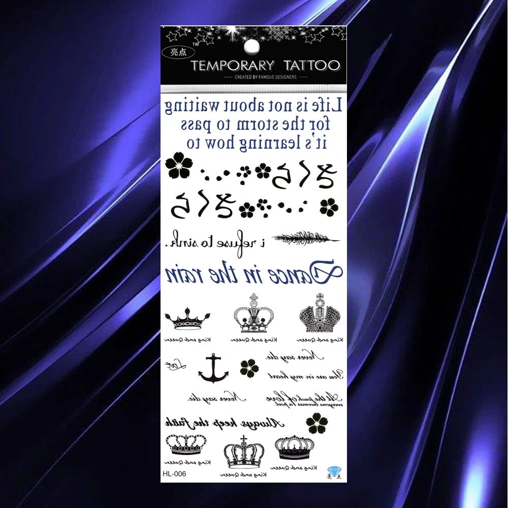 5 PCS /Lot Love Fake Tattoos Skull Tattoo Guitar Letter Clover Sticker Wolf Diamond Tatoo Flower Note Chest Face Tattos | Красота и