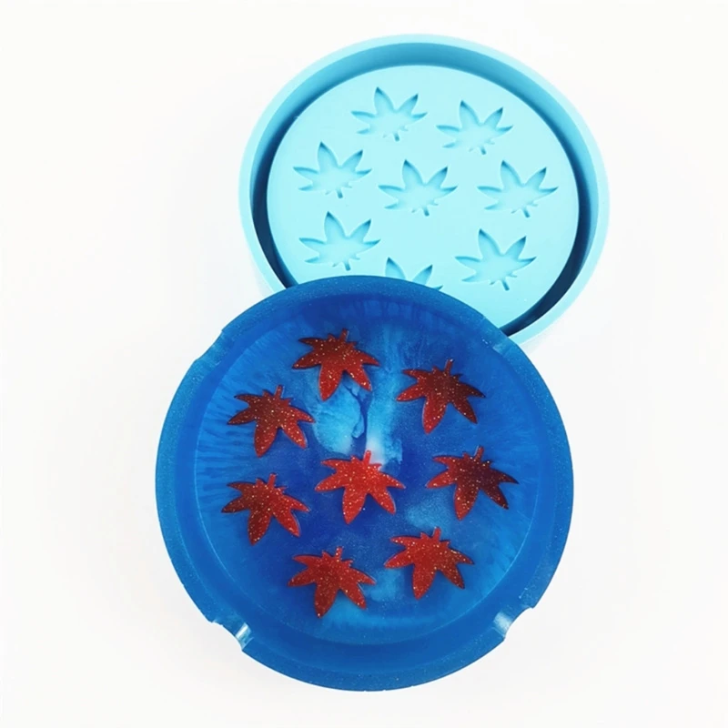 

Handmade Round Weed Ashtray Silicone Molds Maple Leaf Tray Resin Mold Jewelry Storage Box Mold Handmade Crafts Tools