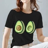 womens t shirt cartoon avocado series t shirt summer fashion 90s black printed all match short sleeve commuter breathable top