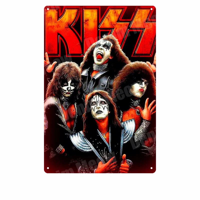 Kiss Band табличка винтажная металлическая жестяная вывеска домашний бар Паб Клуб декоративные металлические тарелки музыка рок наклейки на стену железный Арт плакат MN5 - Цвет: T
