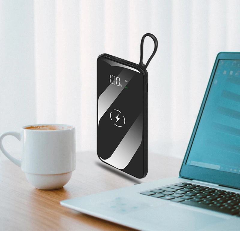 2022.Wireless Power Bank Waterproof Full Screen Portable 10000MAh Dual USB for All Phone Powerbank Fast Charging External