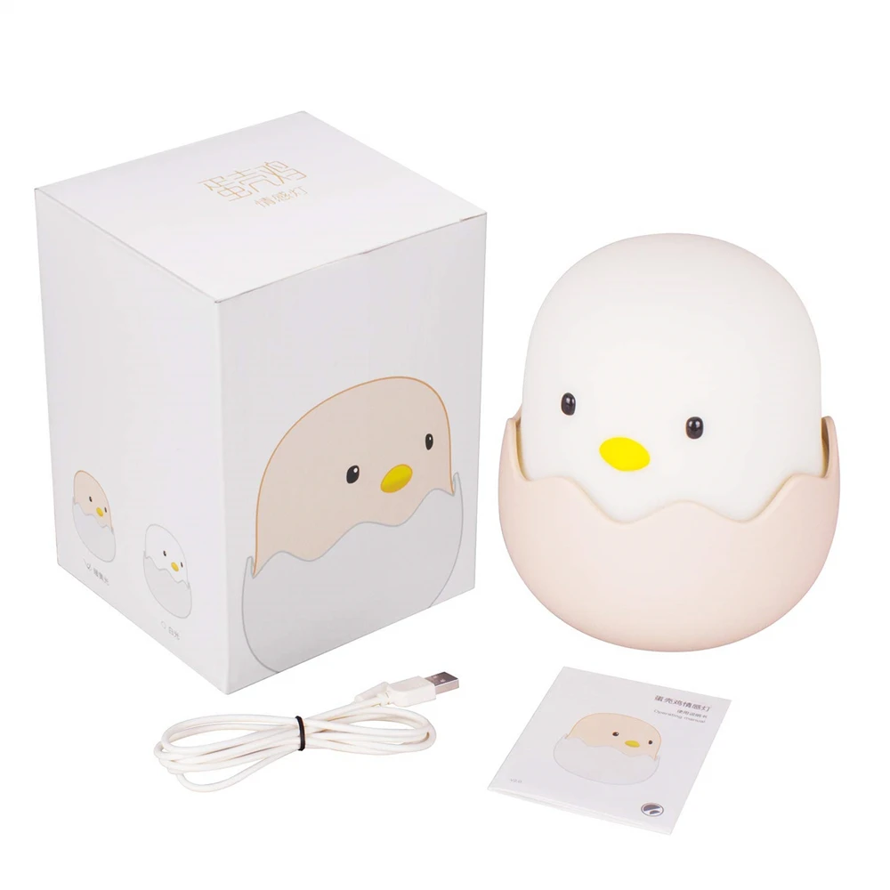 

LED Night Lamp Egg Chick Silicone Kids Children Night Light Touch Sensor Bedside Sleep Lamp USB Rechargeable For Baby Bedroom