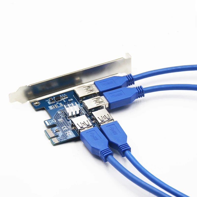 

PCI-E to PCI-E Adapter 1 to 4 PCI-E X1 to PCI-E X16 Riser Card USB 3.0 HUB for Bitcoin BTC Miner Mining