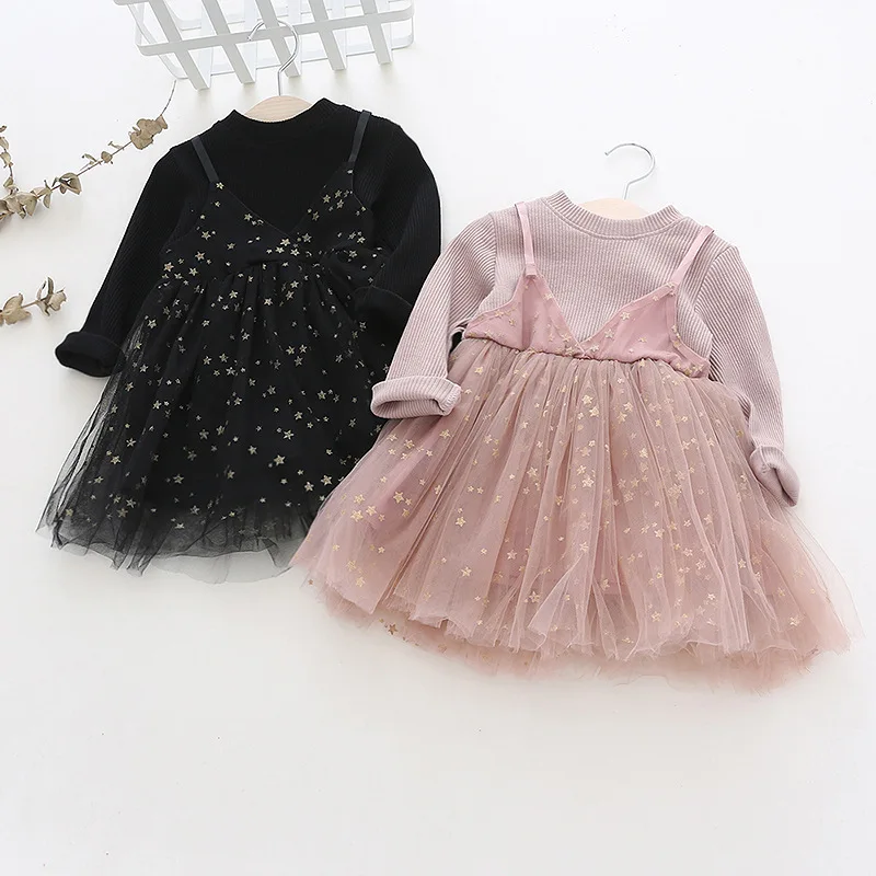 2020 Spring Children's Clothing New Ins Girl Dress 1-5 Years Old Kids Fake Two-pointed Mesh Pettiskirt Princess Party | Детская