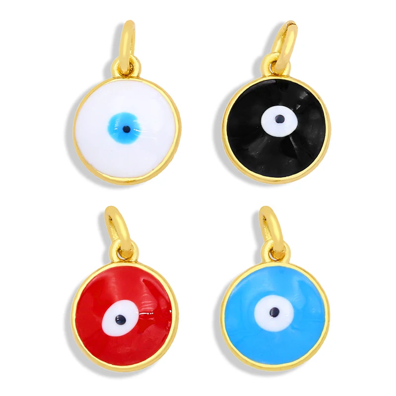 

OCESRIO Brass 18K Gold Plated Evil Eye Enamel Charms for Jewelry Making Bulk Small Charms Jewelry Making Supplies chma060