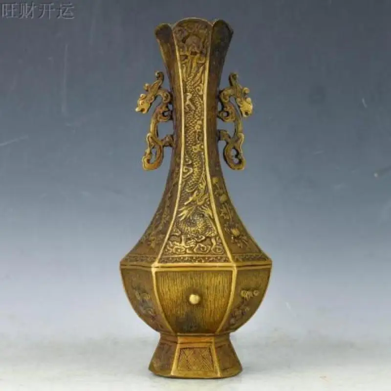 Античный китайский латунный Китайский Зодиак ручной работы ваза с двойными