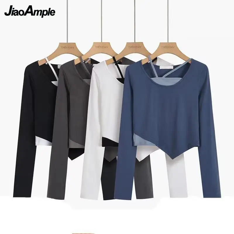 Женский брючный костюм Новинка осени 2021 необычный облегающий Топ с длинным