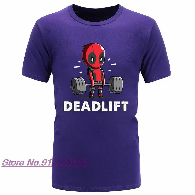 Amazing Deadpool Deadlift Weightlifting Funny Fitnesst Tshirt Deadpool Supe Hero Tee Shirt High Quality Men