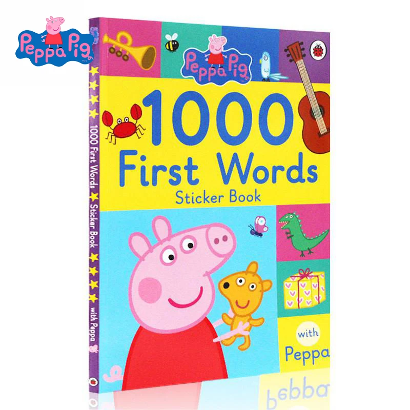 

Книга-наклейка «Свинка Пеппа» с первыми словами, интерактивная книга для чтения родителей и детей с наклейкой, оригинальная версия на англи...