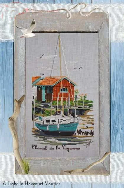 

100% Egypt cotton Counted Cross Stitch Kit Chenal De La Cayenne Channel of the Cayenne Boat Ship Vessel at Sea Harbour Isabelle