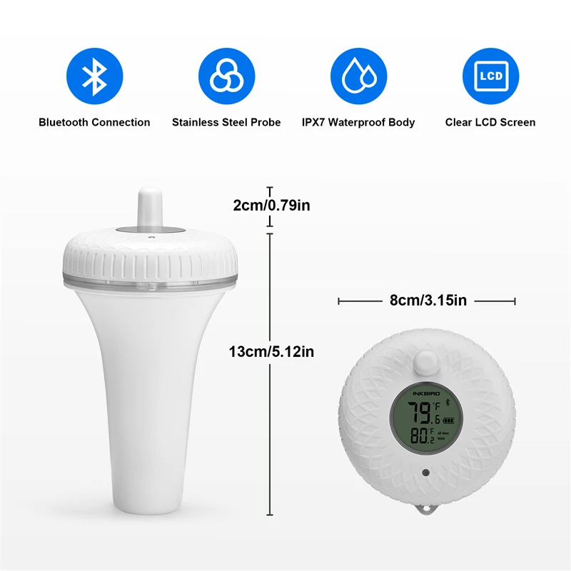 Inkbird IBS-P02B Wireless Indoor &amp Outdoor Floating Pool Thermometer for Swimming Bath Water Spas Aquariums Fish Ponds | Инструменты