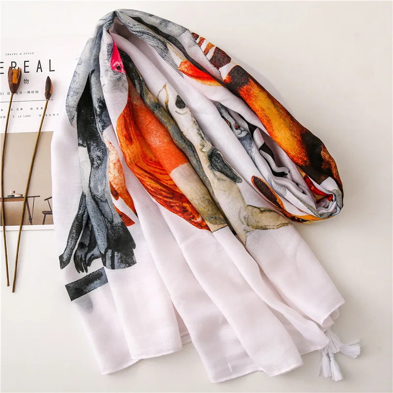 Шарф женский с милыми животными мягкая длинная шаль в виде слона принтом льва