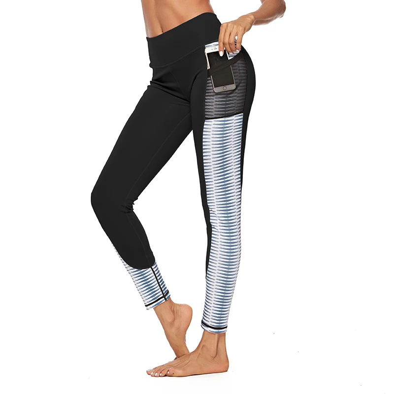 Leggings With Pocket Women Gym Tights Push Up Running Pants Workout High Waist Active Wear Yoga Pants Tummy Control Leggings - Цвет: 9012 Black