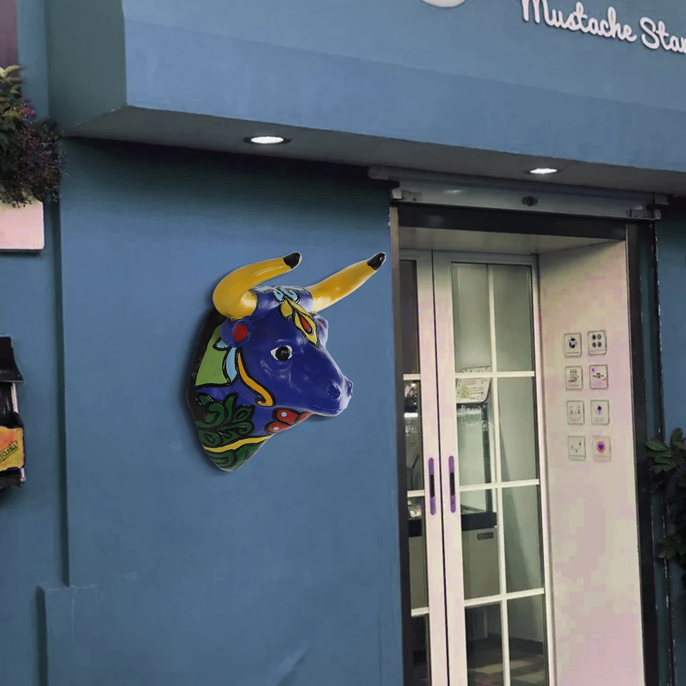 Настенный декор в виде Головы Быка для спальни сада подвесное украшение яркий