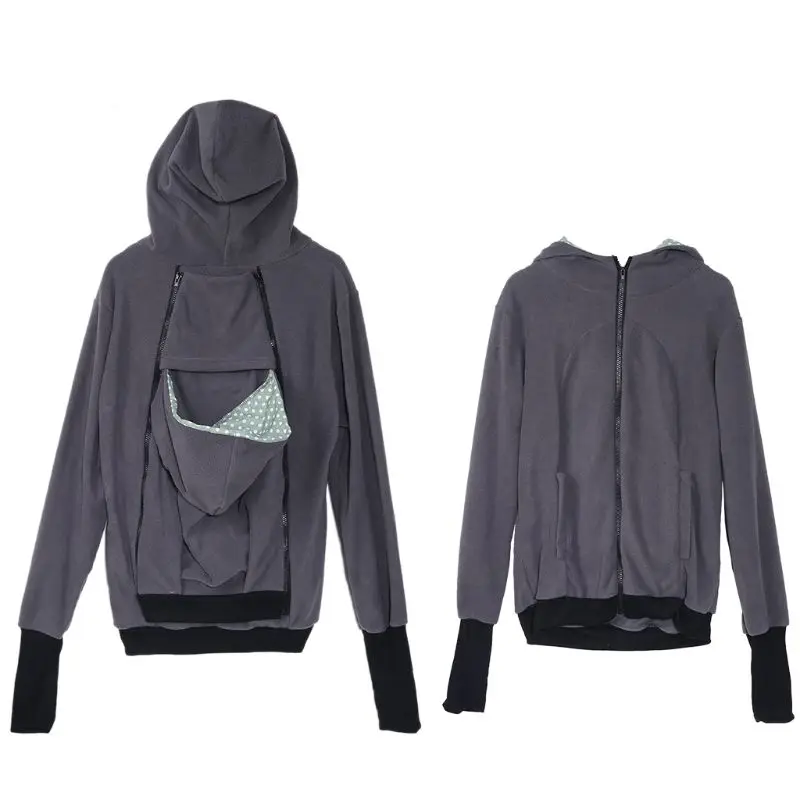 

Hands Free Parenting Child Woman Kangaroo Hoodies with Baby Carrier Winter Pregnant Sweatshirts with Parent Child