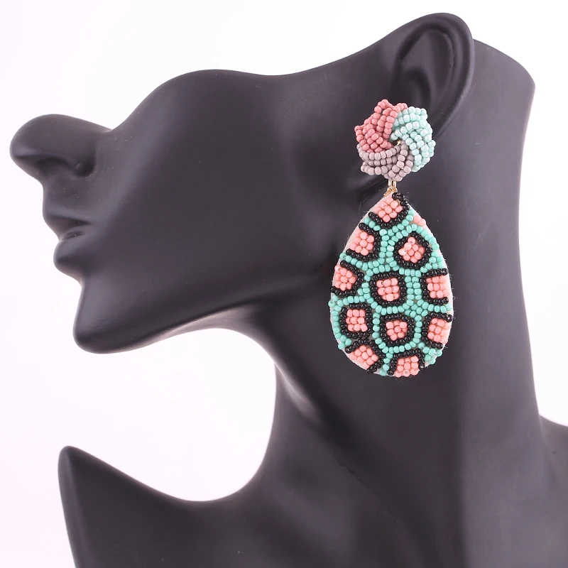 Sehuoran Za эффектные Висячие серьги для женщин Boho модные эффектные бисерные серьги ручной работы Роскошные вечерние ювелирные изделия