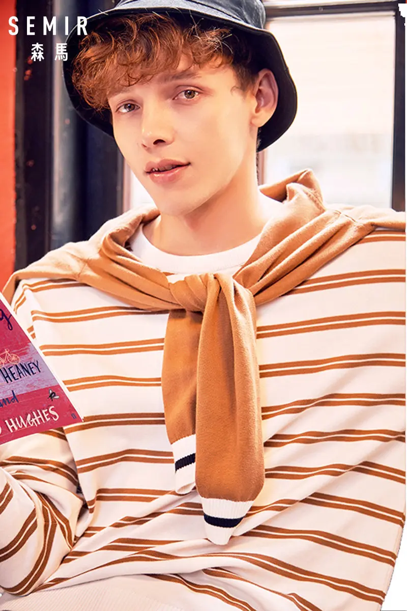 Мужской вязаный кашемировый шерстяной свитер SEMIR повседневный пуловер с круглым