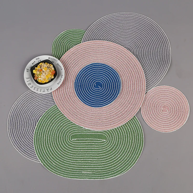 

Japanese Castor Cotton Table Mat Home Nordic Woven Western Food Mat Simple Cup Cushion Anti-hot Plate Bowl Pad Insulation Pad