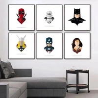 minimalism cartoon marvel superhero anime wall art canvas painting avengers spiderman poster prints pictures kids bedroom decor