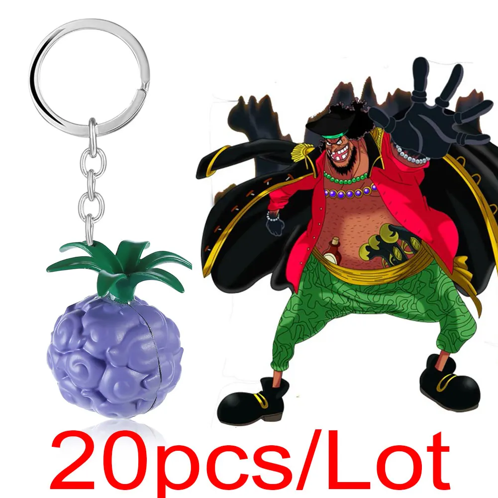

20 pcs/lot One Piece KeyChain Devil Fruit Figure Marshall·D·Teach Hat Holder Chaveiro Pendant Key Chain Ace Law Metal Trinket